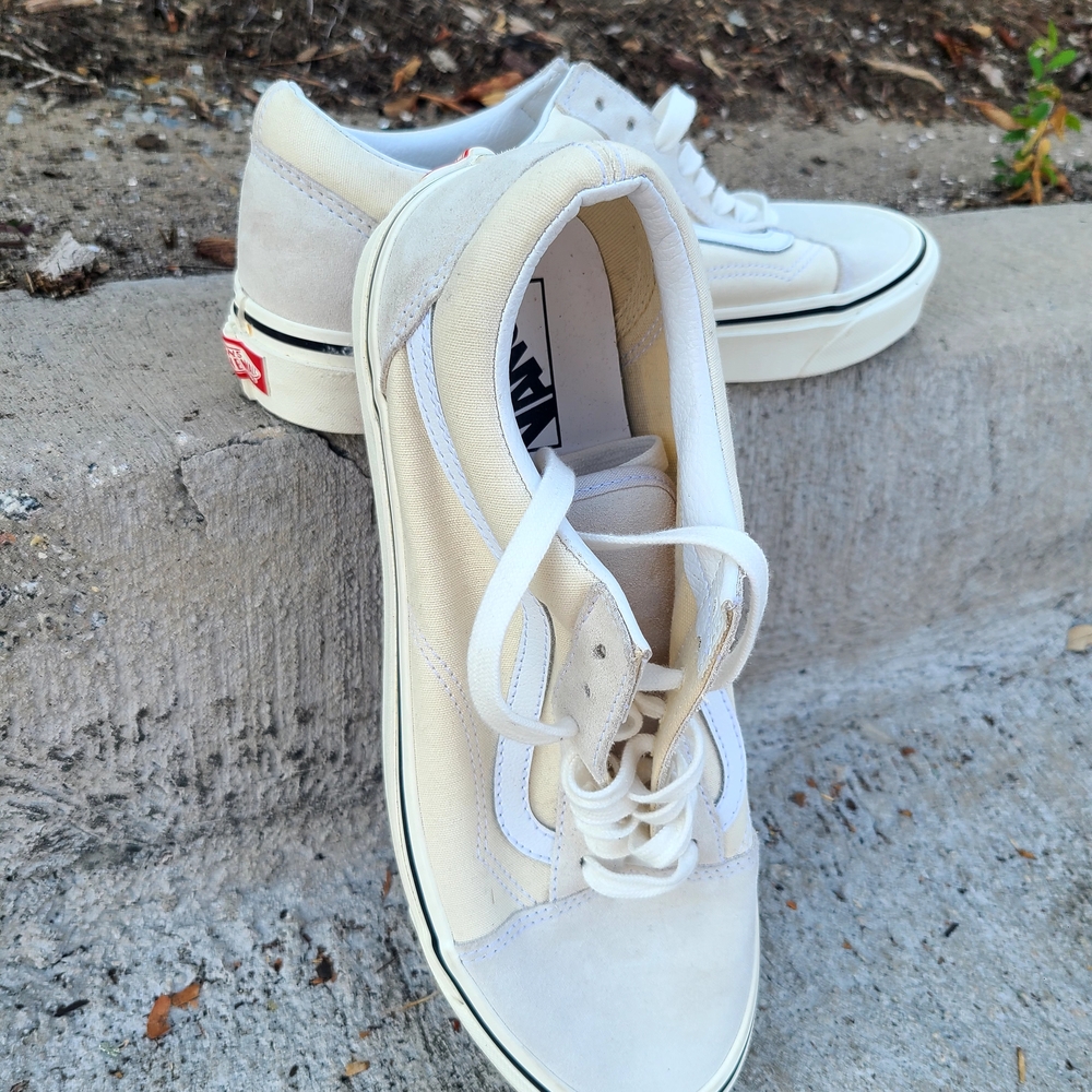 Vans Cream and White Casual Sneakers